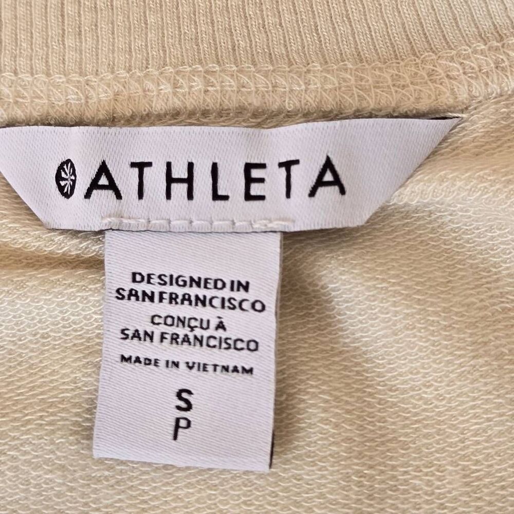 Athleta Womens Studio Barre Off Shoulder Long Sleeve Sweatshirt Cream Petite S - Picture 2 of 12